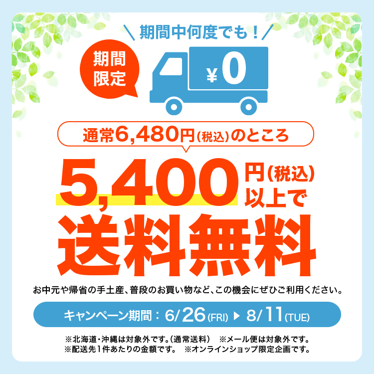 夏の送料無料キャンペーン