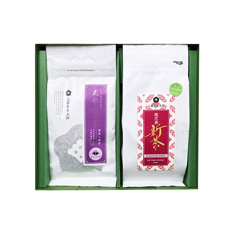 鹿児島新茶2.5g×12pと式部の香り3g×12pのセット | 三國屋善五郎